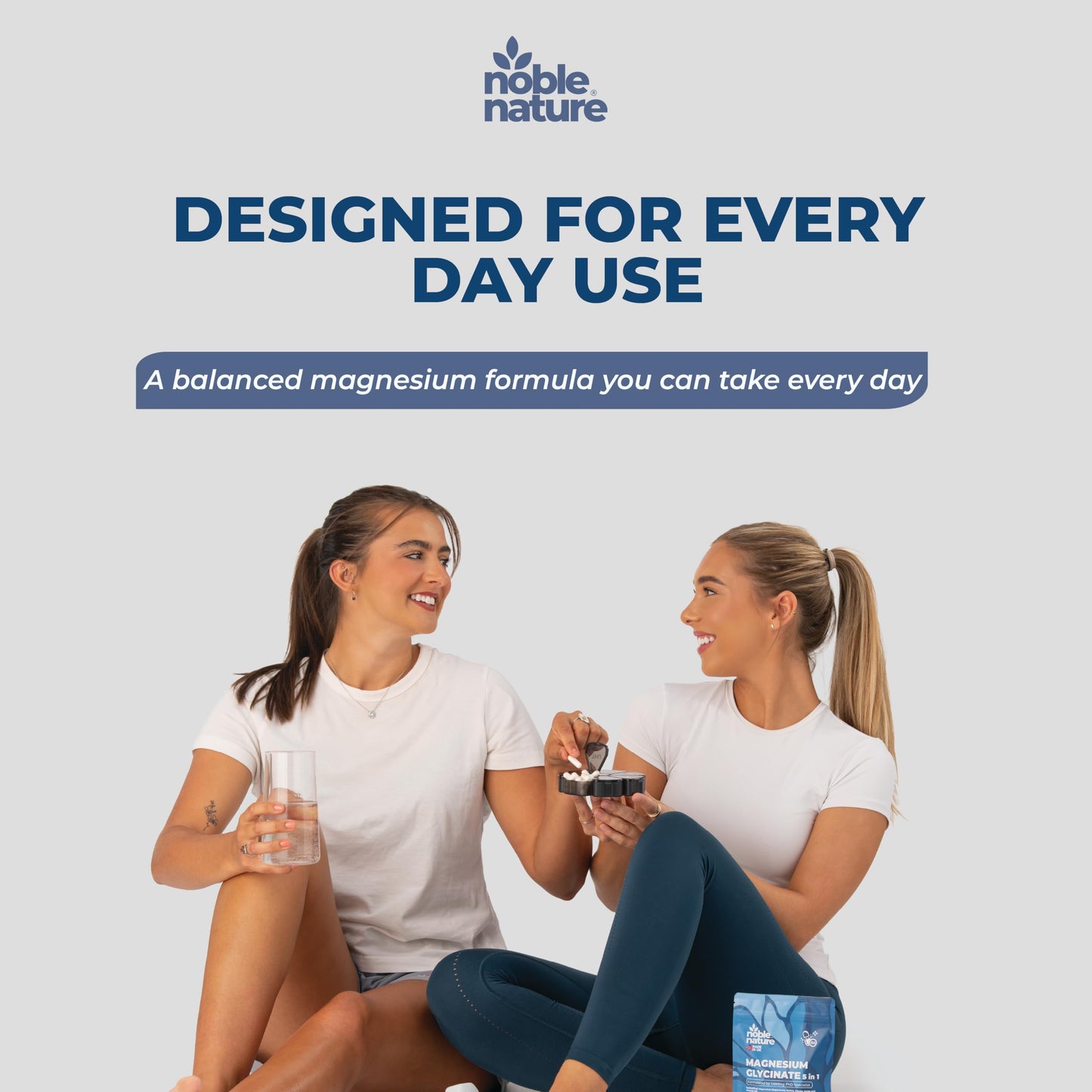 NobleNature Magnesium Glycinate 5-in-1 Complex Formulated by PhD Expert High Strength 1900mg Supplements as Bisglycinate, Malate, Citrate, Oxide & Vitamin B6-90 GMO Free Capsules, 384mg Elemental, UK Made (90)