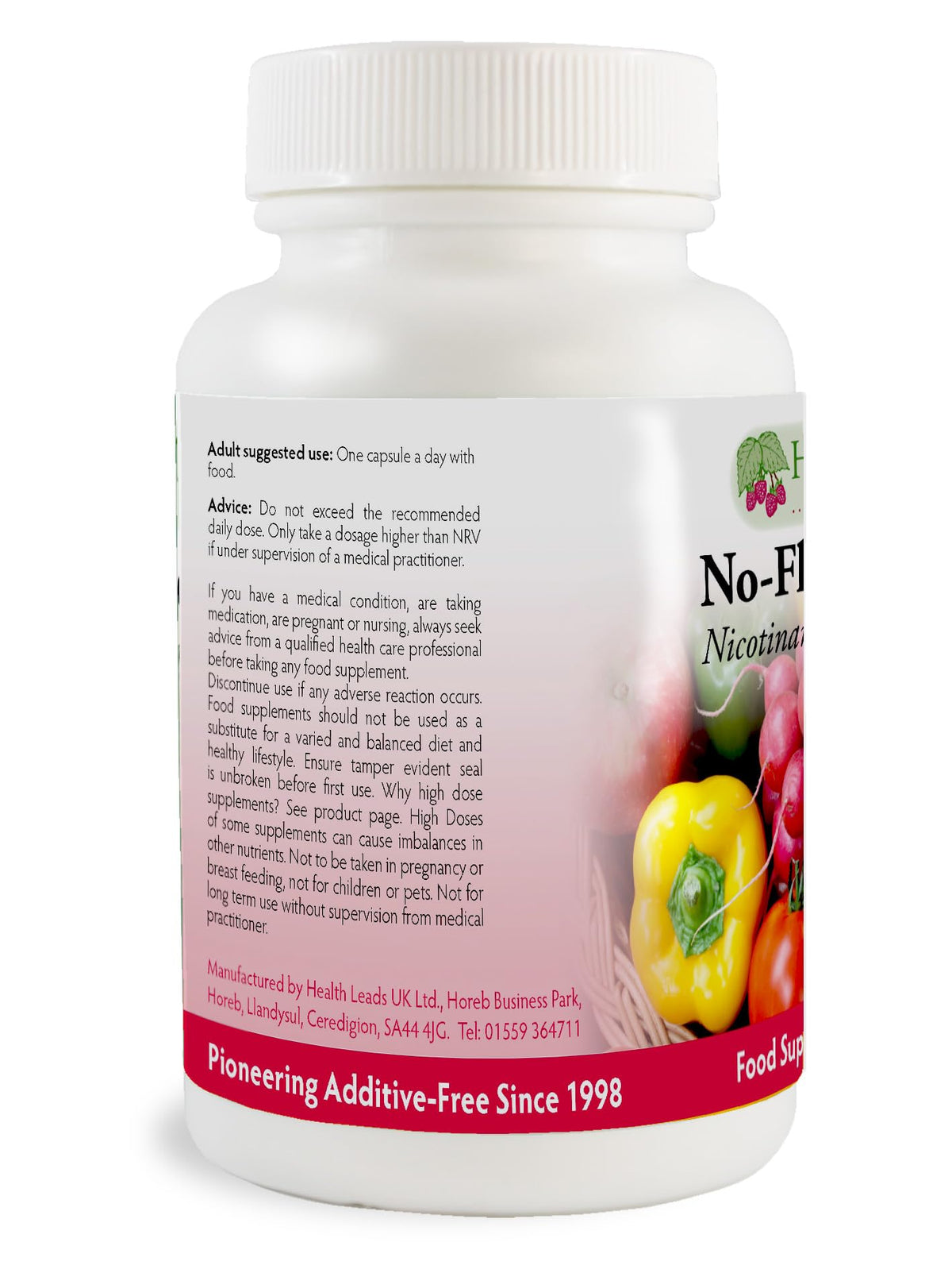 Health Leads ...Working With Nature No-Flush Niacin 490mg x 90 Capsules, Nicotinamide/Niacinamide - Flush Free Form of Vitamin B3/Niacin,Magnesium Stearate Free & No Nasty Additives, Vegan, Made in Wales