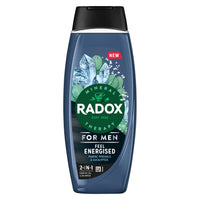 Radox Mineral Therapy Feel Energised 2-in-1 Shower Gel & Shampoo Men's Body Wash with marine minerals & eucalyptus for a cooling experience 450 ml