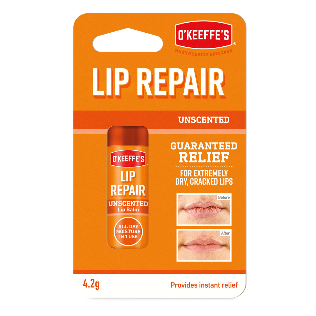 O'Keeffe's Lip Repair Lip Balm Unscented 4.2g & Lip Repair Overnight 7g (Twin Pack)