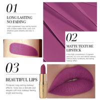 LYNTYAOU Purple Matte Lipstick, Dark Red Lip Stick for Women, Hot Color Lipgloss Smooth Full-Coverage Moisturizing, Waterproof Non-sticky Lips Tinted, Lip Balm Long Lasting Gift for Lady