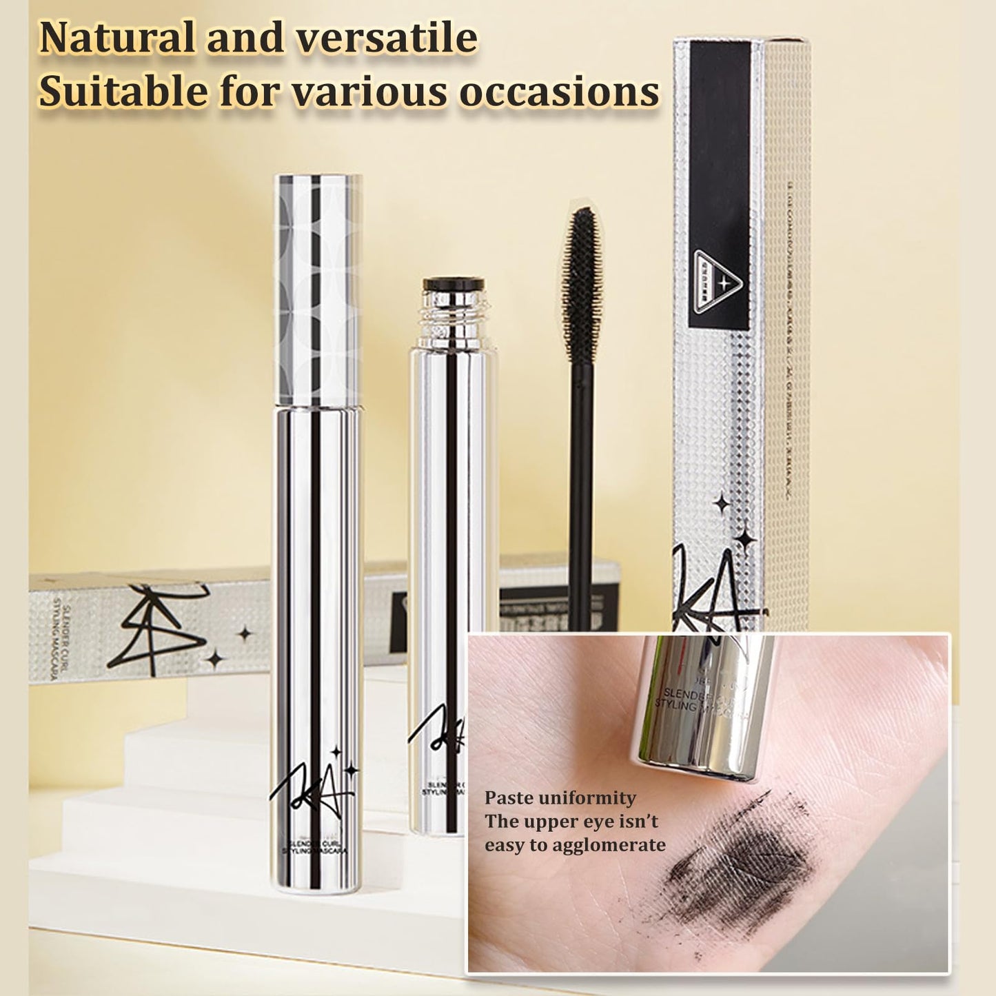 HERBINSOLS 2 Pack Mascara for Older Women - Black Waterproof Mascara Tubing Telescopic for Seniors with Thinning Lashes - Natural Waterproof Volumizing Black mascara for Sensitive Eyes