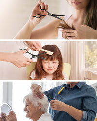 ULG Professional Hair Cutting Scissors Set – 16.5 cm Japanese Stainless Steel Barber Shears & Thinning Scissors with Comb, Clips & Case – at-Home Salon Haircut Kit for Men, Women, Kids, Black