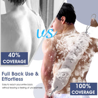Sibba 1 PC Back Scrubber Shower Body Wash Sponge Loofah Bath Large Long Extended Puffs Stick Exfoliating Washing Removable Head Exfoliate Set Pack Mitts Soft Mesh Stretch Braided Strips Brush