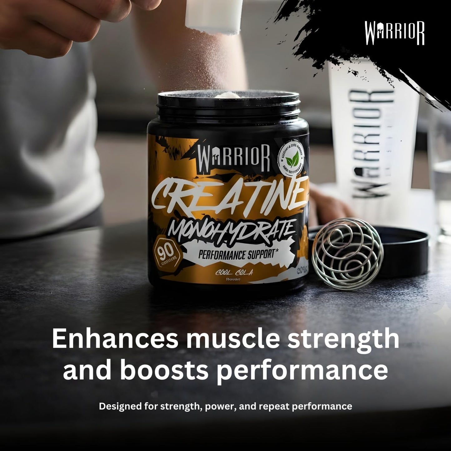 Warrior Flavoured Creatine Monohydrate Powder 300g (90 Servings) – Creatine Powder Drink, Creatine for Performance, Strength & Recovery (Not Creatine Gummies or Tablets) – Cool Cola
