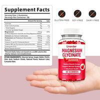 Unerder Magnesium Glycinate Gummies - 400mg High Absorption Formula for Sleep, Stress Relief & Muscle Health - Apple Flavor, 30 Days Supply for Adults,Non-GMO