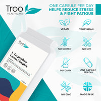 Troo Health Care L-Tryptophan Carma Complex 120 Vegan Capsules - Daily Supplement to Support Healthy Psychological Function - with Niacin, Vitamin B6 & Magnesium Bisglycinate
