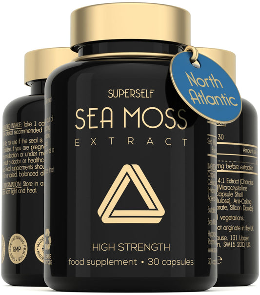 SuperSelf Sea Moss Capsules 2000mg - High Strength Sea Moss Supplement - Wild Harvested - 60 Capsules - One a Day - Made in The UK - Vegan