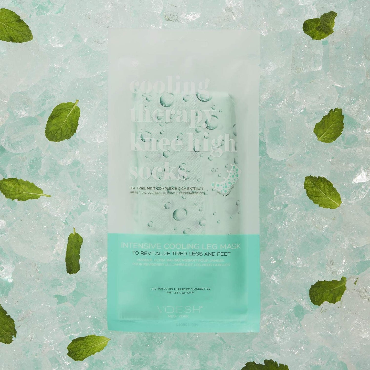 VOESH Voesh Cooling Therapy Knee-high Socks to Revitalize Tired Legs & Feet, Intensive Cooling foot Mask, 1 pair