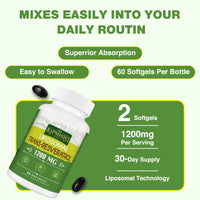 1200mg Liposomal Trans-Resveratrol, 98% Pure Formula, Trans Resveratrol Supplement, 60 Softgels for Heart, Skin, and Anti-Aging Antioxidant, Better Absorption