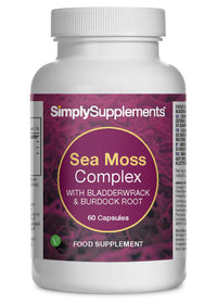Simply Supplements Sea Moss Capsules | Powerhouse Nutrition from The Ocean | with Added Bladderwrack & Burdock Root | 60 Capsules| Made in The UK