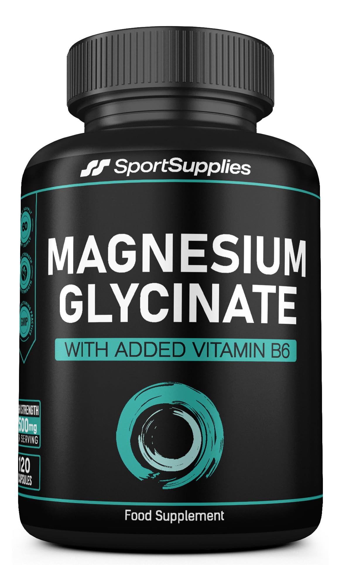 SS Sport Supplies Magnesium Glycinate Supplements 1500mg & Vitamin B6-120 High Strength Capsules - 1500mg of Magnesium Providing 315mg Elemental Magnesium (Bisglycinate) - Pure Active Ingredient