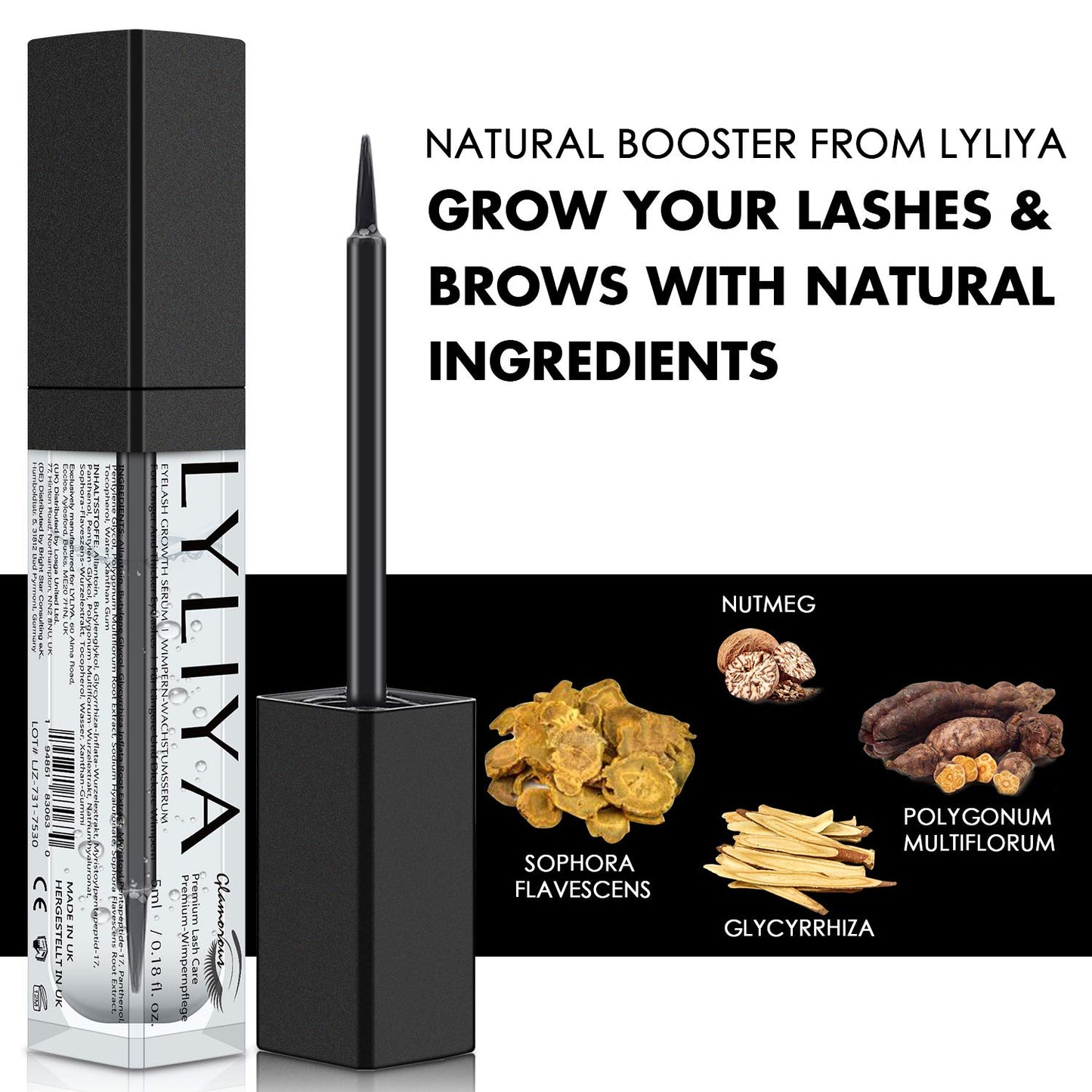 LYLIYA Amazing Design Amazing Formule Advanced Eyelash Growth Serum With Vitamins & Natural Peptides - Fuller & Longer Looking Eyelashes - Premium Lash Enhancer