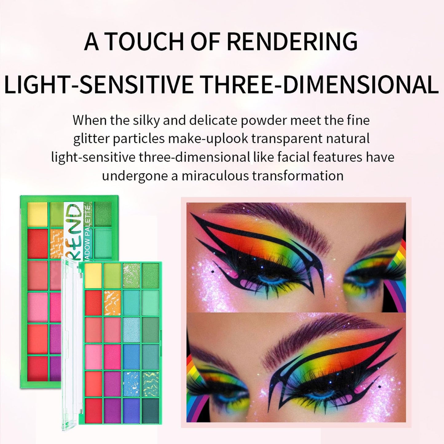 Eyeshadow Palette Colorful Kit, 24 Color Christmas Rainbow Eye Shadow Set, Matte Shimmer Eye Makeup Palettes, Red Green Yellow Blue, Fashion Make Up Powder, Gifts for Women