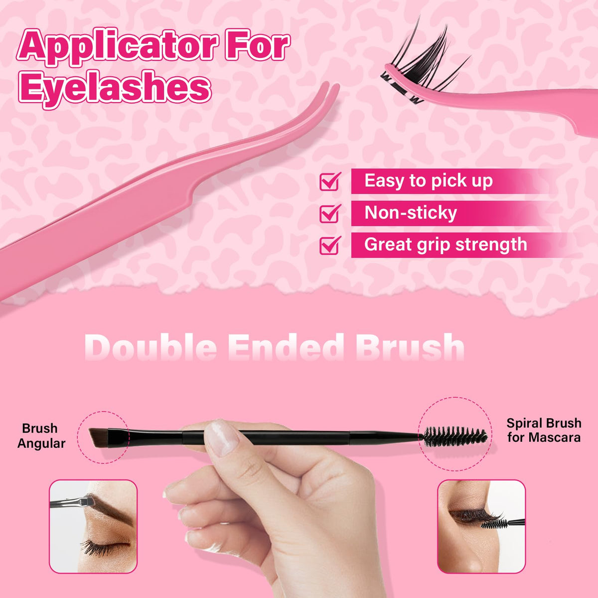 PRO LASHBEAUTY Cluster Lashes Kit 144 PCS Invisible Band DIY Lash Extension Natural 8-16mm Lash Clusters with Clear Glue Transparent Lash Bond and Seal Lash Remover Tweezer(Leaf-8-16mm Mix)