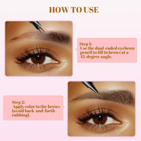 Generic Dual-End Design Microblading Eyebrow Pen with Blush, Natural Brows, Waterproof, Long-Lasting(Black Brown)