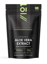 ALPHA01 Organic Aloe Vera Extract 50,000mg - High Strength 25mg Aloveros Supplement - 90 Vegan Capsules (3 Months Supply) - Resealable and Recyclable Pouch - by Alpha01