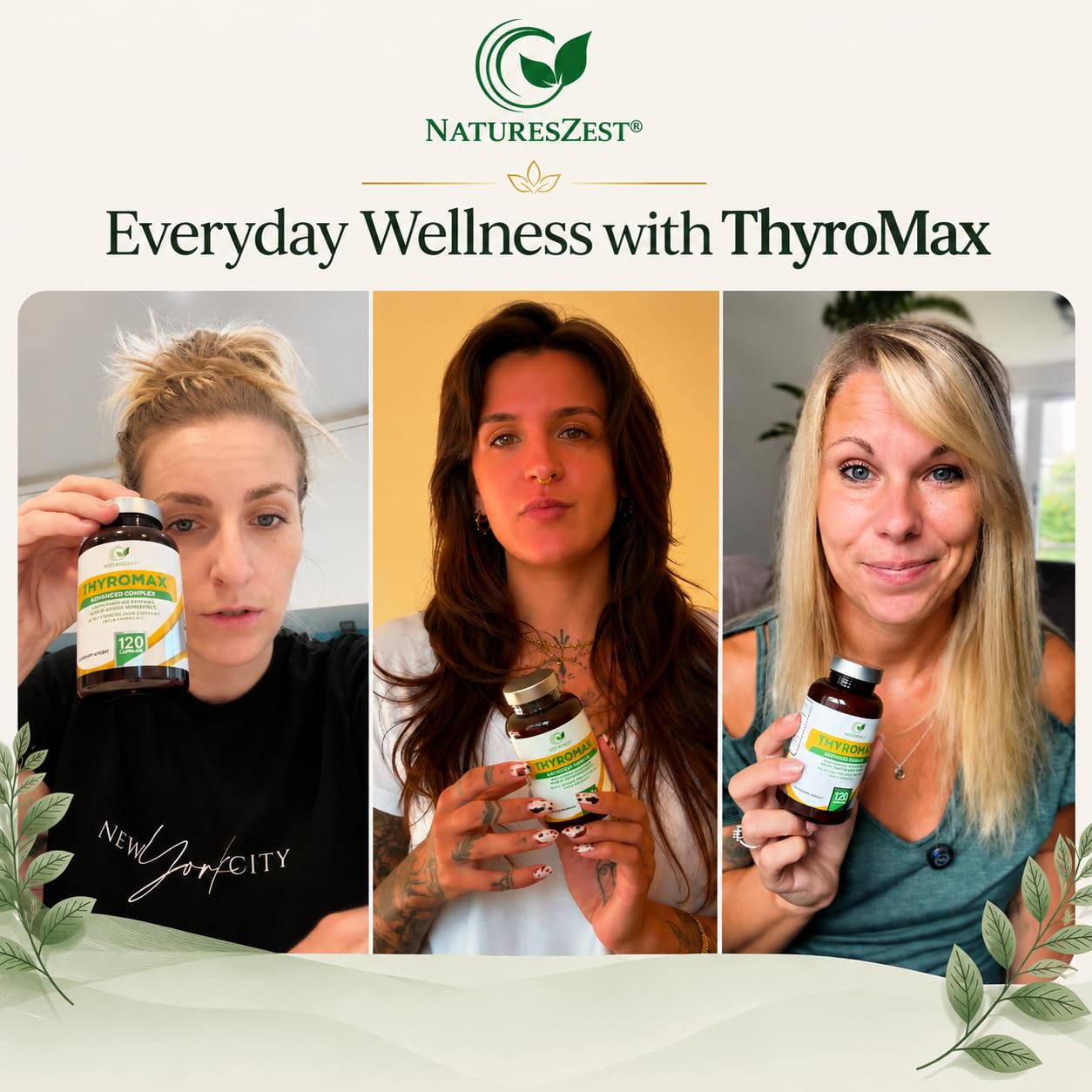 Natures Zest ThyroMax Thyroid Support Supplement - 120 Vegan Capsules, 17 Active Ingredients: Iodine & Selenium for Thyroid, L-Tyrosine, Ashwagandha, Zinc, B12 - High Strength Energy & Focus, 2 Month Supply
