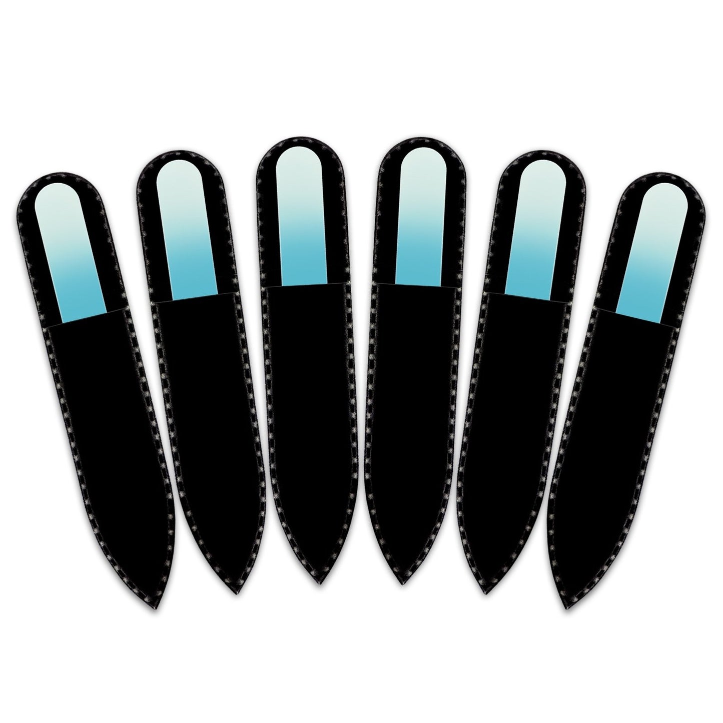 Mont Bleu Small Colour Crystal Nail File in Black Velvet Pouch | Genuine Czech Tempered Glass, Lifetime Guaranty, Hand Made in Czech Republic