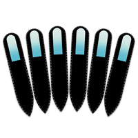 Mont Bleu Small Colour Crystal Nail File in Black Velvet Pouch | Genuine Czech Tempered Glass, Lifetime Guaranty, Hand Made in Czech Republic