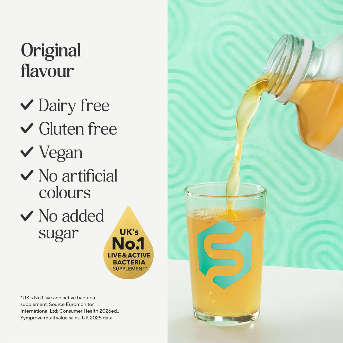 Symprove Liquid Live & Active Bacteria, Original Flavour, Water-Based, Dairy & Gluten Free, Vegan (1 x 500ml)