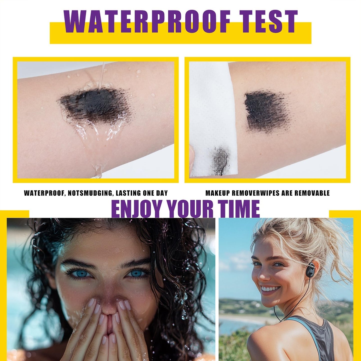 Bubble Mascara - Waterproof Colossal Bubble Mascara for Women, Volume & Length Black Mas-cara, Buildable & Lightweight Formula, Long-Lasting, Well-Defined Lashes and Enhances The Natural Look
