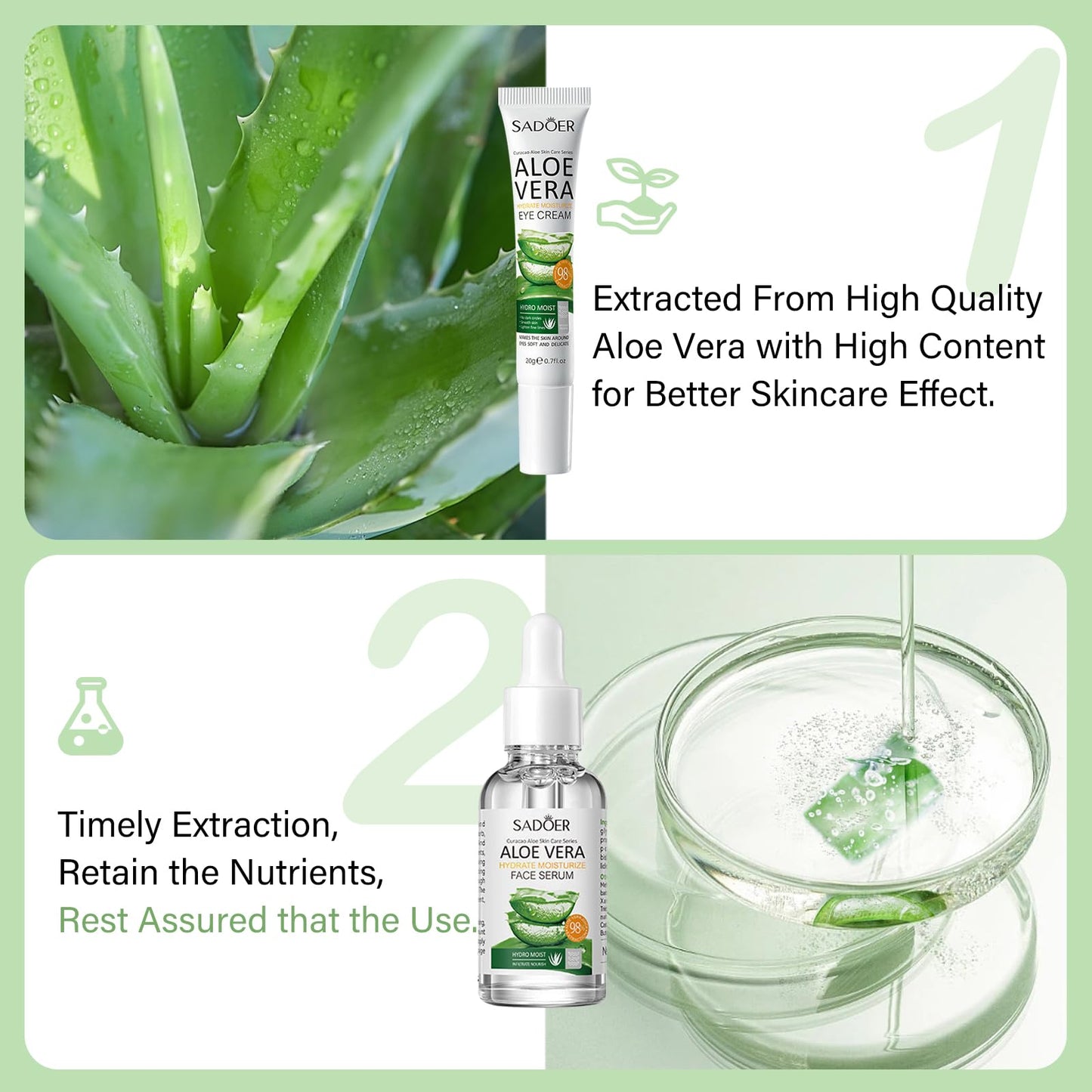 Leogony 10PCS Skin Care Sets for Women, Aloe Vera Gift Set for Teenage Girls, Face Skincare for Teen Girl