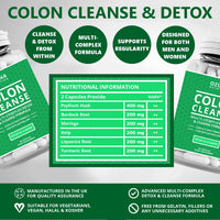 OZUNA NUTRITION Natural Colon Cleanse Detox Capsules – High Strength Multi-Complex for Bowel Cleanse, Constipation Relief, and Reduced Bloating | Supports Digestion & Metabolism | One Month Supply