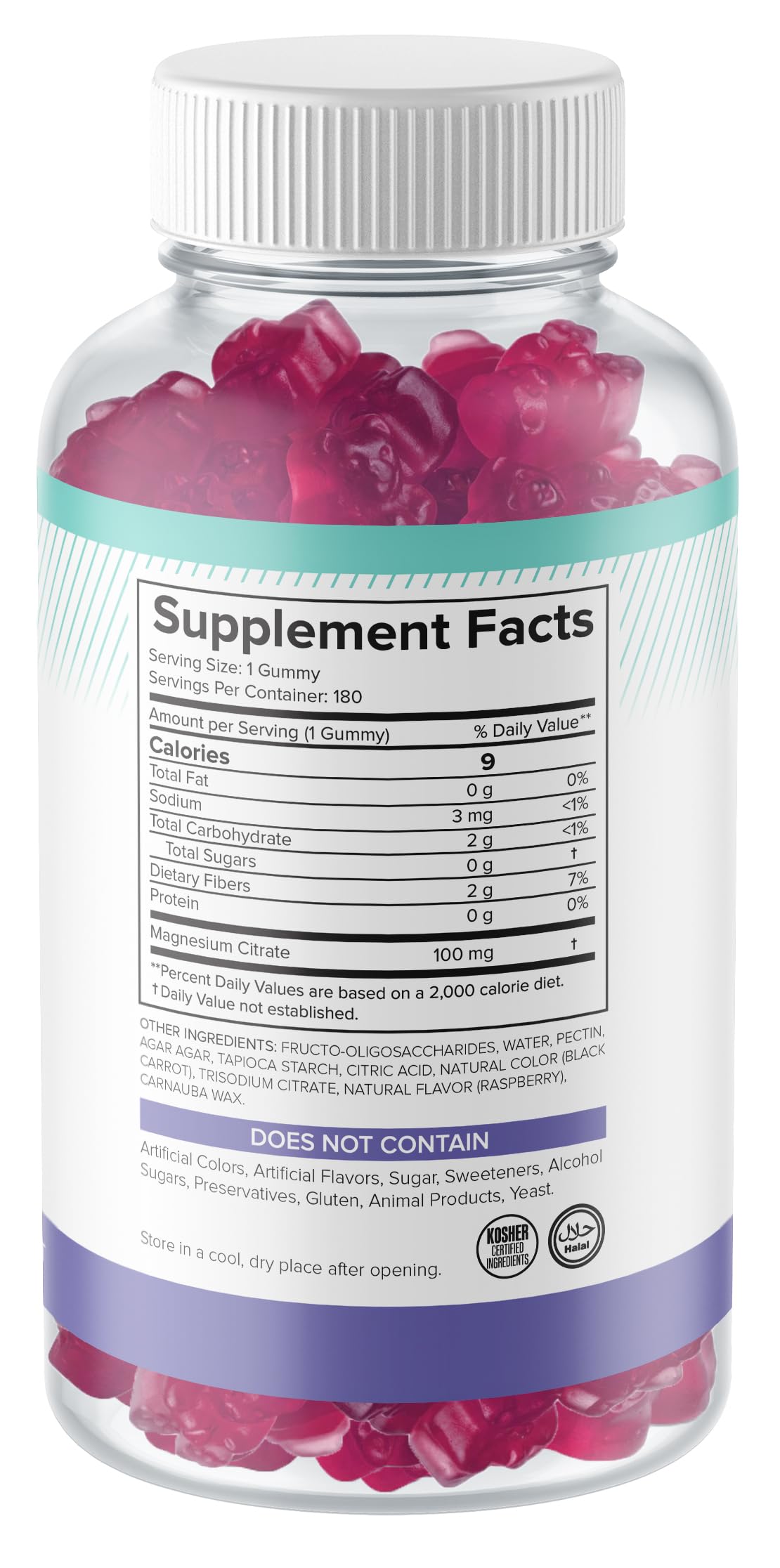 Natural BioScience Magnesium Citrate Gummies | 180 Magnesium Supplements - 100mg of Magnesium Citrate per Serving | Raspberry Flavoured - Suitable for Adults & Children | Sugar Free, Non-GMO & Vegan