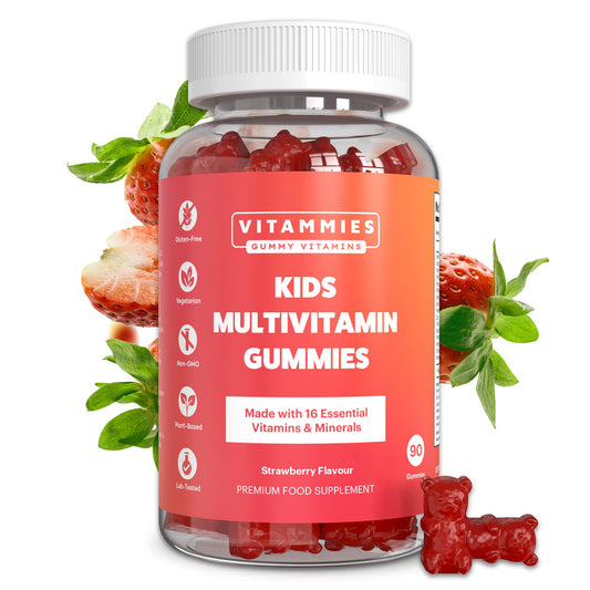 Vitammies Kids Vitamins | Kids Multivitamin Gummies | 3 Month Supply | 16 Essential Nutrients | Vitamin C, A, D3, B2, B6, B12, E, K, Biotin, Iodine, Zinc & More | Non-GMO, Vegetarian, Chewable, 90 Count, GMP