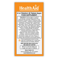 HealthAid A to Z Multivit - 90 Vegan Tablets, Pack of 1