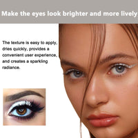 FresFresi Smudge-proof Silver Glitter Eyeliner - Liquid Glitter Eyeshadow with Waterproof Sparkle for Long-Lasting Eye Makeup - Quick Dry Shimmer Liner for Women