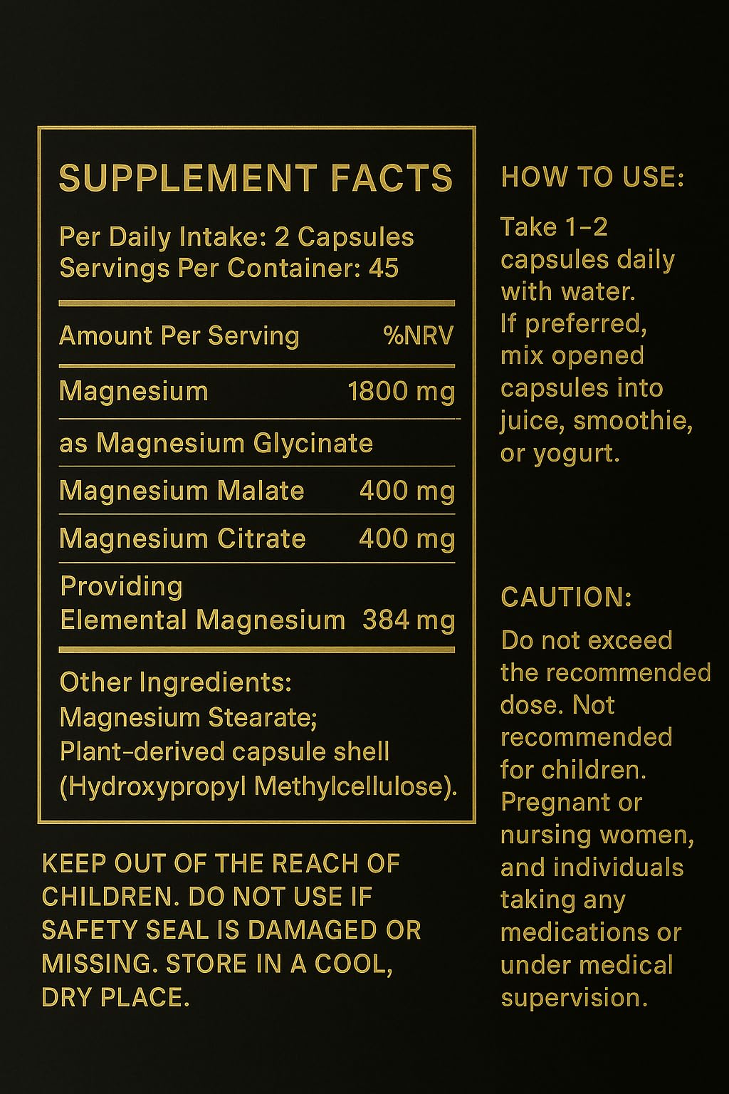 SpektaTek Magnesium Glycinate 3-in-1 Complex – 1800mg with Glycinate, Malate & Citrate – 384mg Elemental Magnesium – High Absorption Vegan Capsules – 90 Count