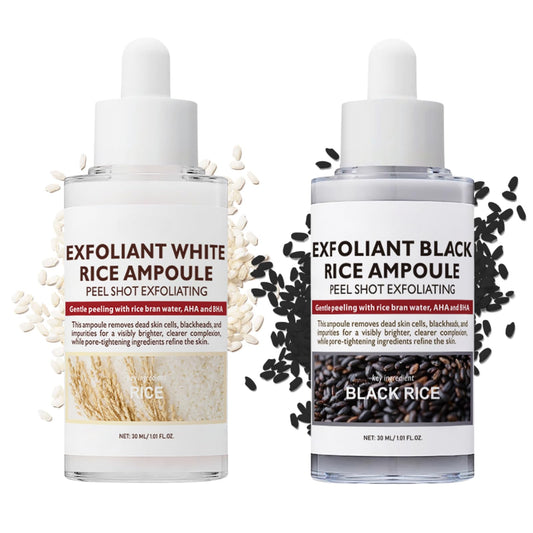 Peel Shot Glow Rice Ampoule Duo White Rice + Black Rice Ampoule,Face Scrub Exfoliator Pore Minimizer for Face,Gentle Soft Facial Scrub Exfoliator,Body Exfoliator Dead Skin Remover for All Skin Types