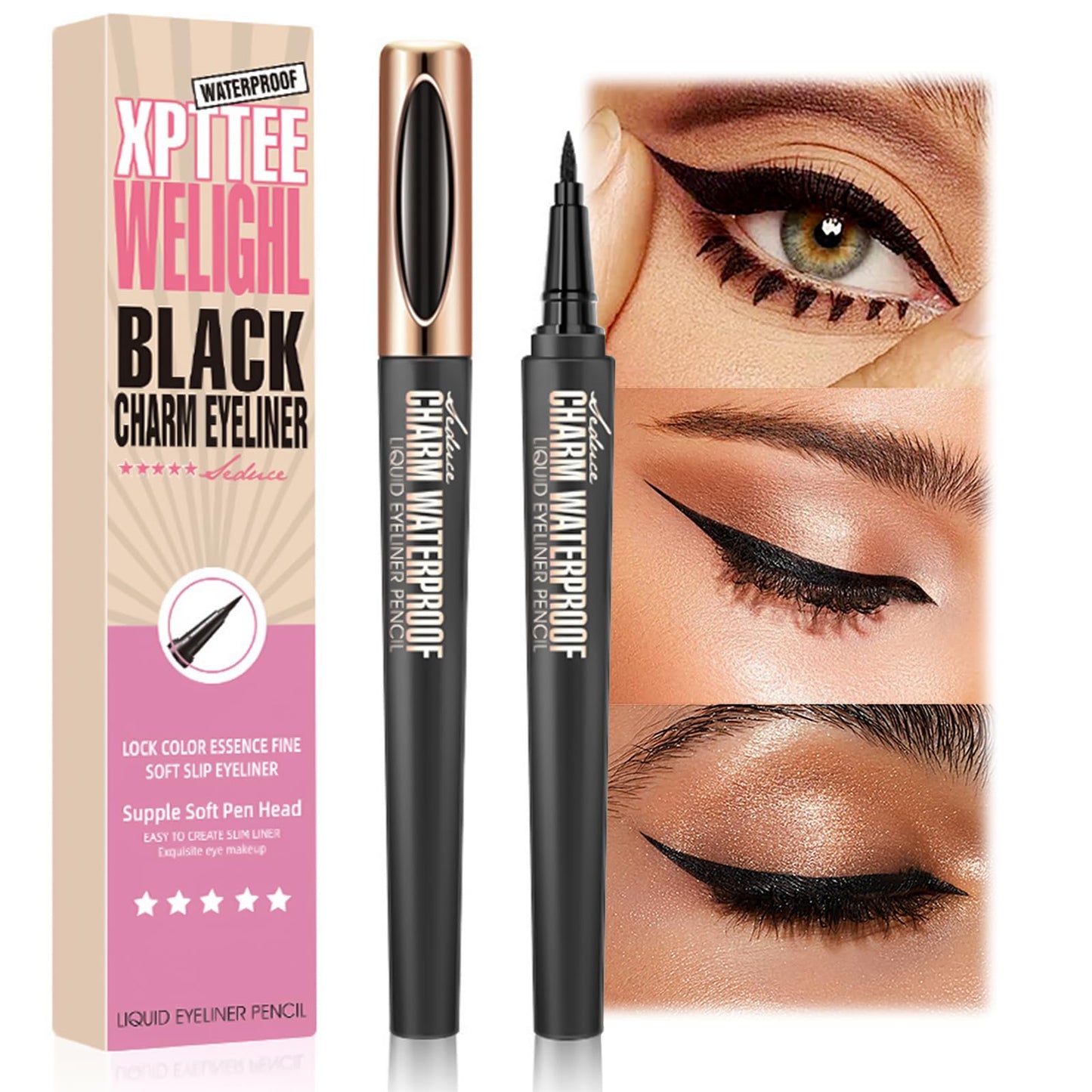 FresFresi Waterproof Magic Eyeliner - Black, Long-Lasting, Sweat & Smudge-proof, Super Slim Gel Pen, Professional Eye Makeup Tool