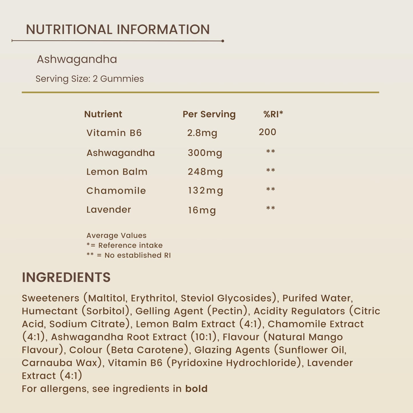 Ashwagandha Calm Complex, 60 Gummies – 1 Month Supply, Mango Flavour and Great Tasting, Natural Harmony Gummies for Stress Relief, Emotional Balance and Mood Support, Vegan & Gluten-Free