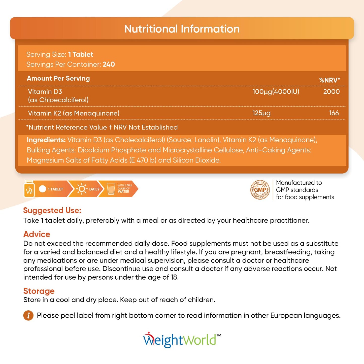 Vitamin D3 4000iu & Vitamin K2 125ug (MK7) | 240 Vitamin D3 K2 Vegetarian Tablets | 8 Month Supply | High Strength D3 and K2 Vitamin | Vitamin D K2 for Bone, Teeth, Muscle Function & Immune System