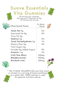 Suave Moss Lifestyle | Sea Moss Gummies with Bladderwrack and Burdock Root | 60 Gummies | Apple Flavour | All Natural, Vegan, Gluten Free, Non GMO, Dr Sebi.