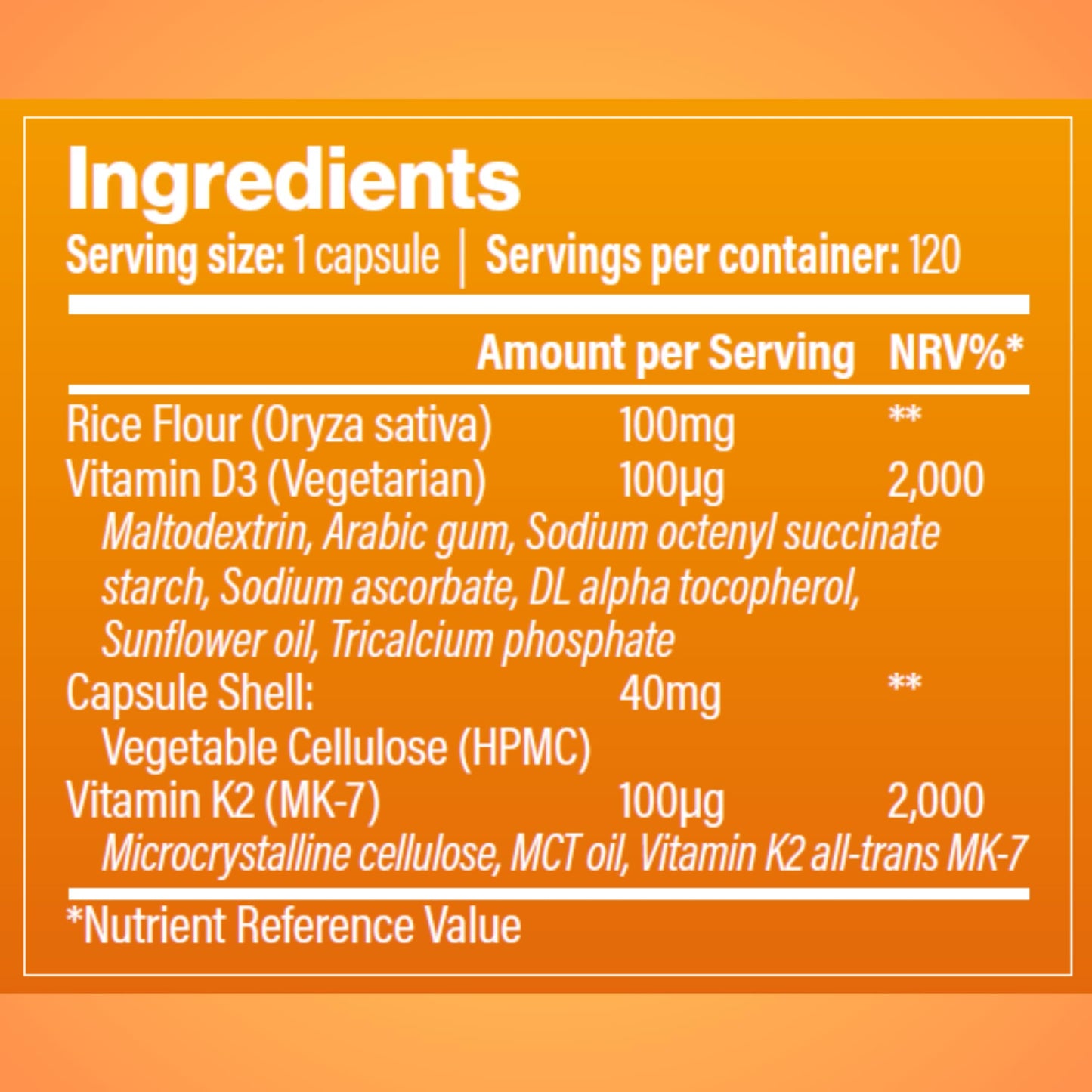 Vitamin D3 4000 IU & Vitamin K2 100ug (MK-7) | 120 Vegetarian Capsules | Living Manna Products