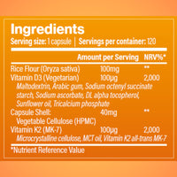 Vitamin D3 4000 IU & Vitamin K2 100ug (MK-7) | 120 Vegetarian Capsules | Living Manna Products