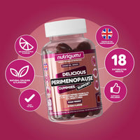 Nutrigums Perimenopause Support Gummies | 60 Vegan Hormonal Balance Supplement Gummies | Red Clover, Ashwagandha, Maca, Ginseng & Vitamins B6, B12, D & C | Energy & Mood Support | Citrus Flavour | by NUTRIGUMS®