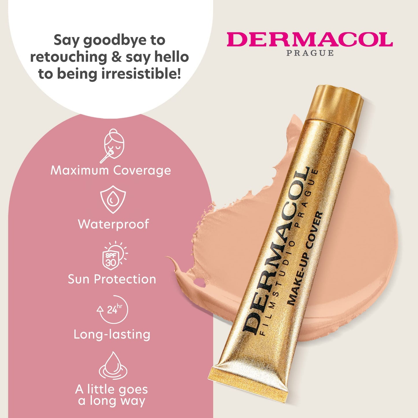 Dermacol - Mini Full Coverage Foundation 13g, Liquid Makeup Matte Foundation with SPF 30, Waterproof Foundation for Oily Skin, Acne, & Under Eye Bags, Long-Lasting Makeup Products Shade - 212