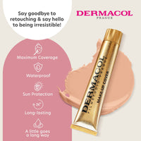 Dermacol - Mini Full Coverage Foundation 13g, Liquid Makeup Matte Foundation with SPF 30, Waterproof Foundation for Oily Skin, Acne, & Under Eye Bags, Long-Lasting Makeup Products Shade - 212