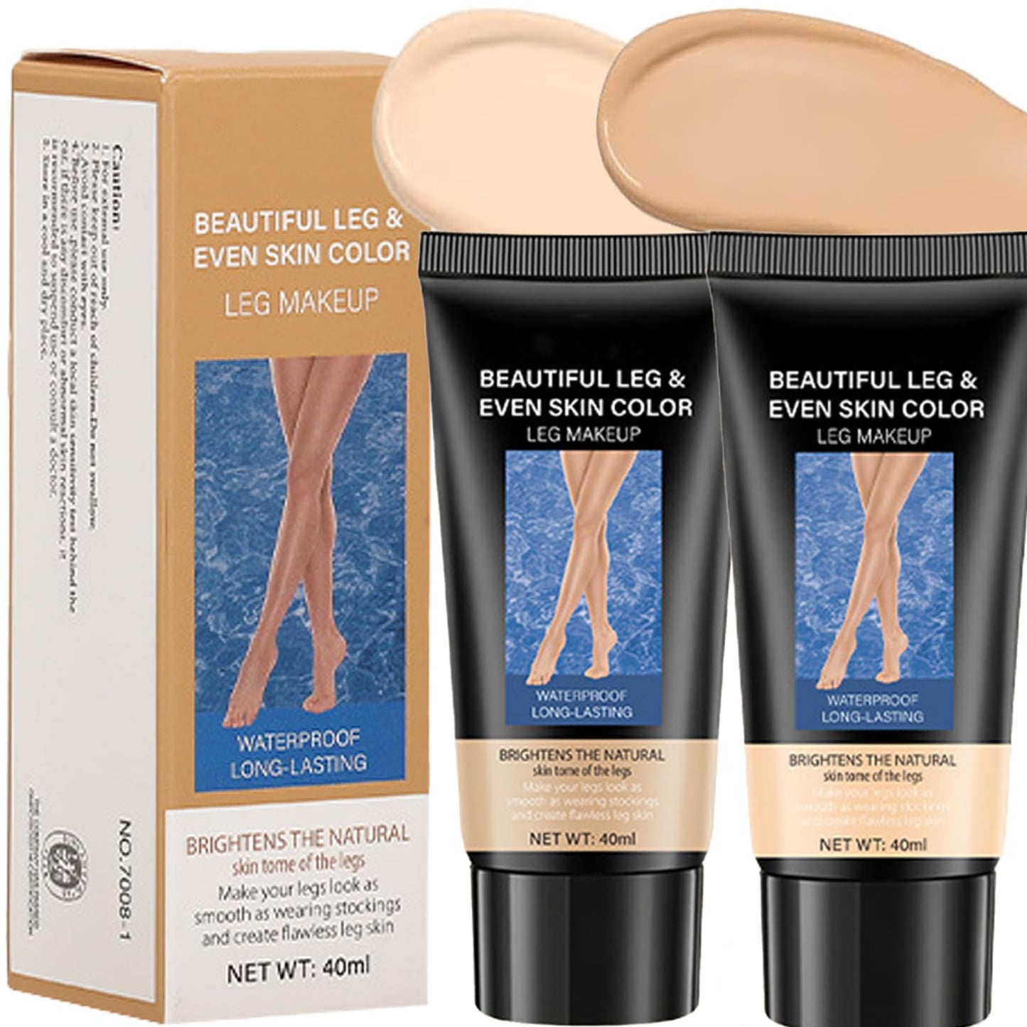 QUIWEN Waterproof Leg Makeup, Long-Lasting Even Skin Colour, 40ml, Set of 2
