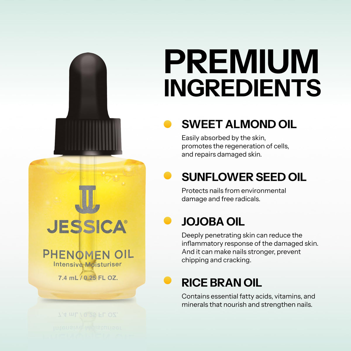 JESSICA Midi Phenomen Cuticle Oil for Nails, Intensive Moisturiser, Natural Jojoba, Almond and Rice Oils, Heals, Rehydrates, 7.4ml
