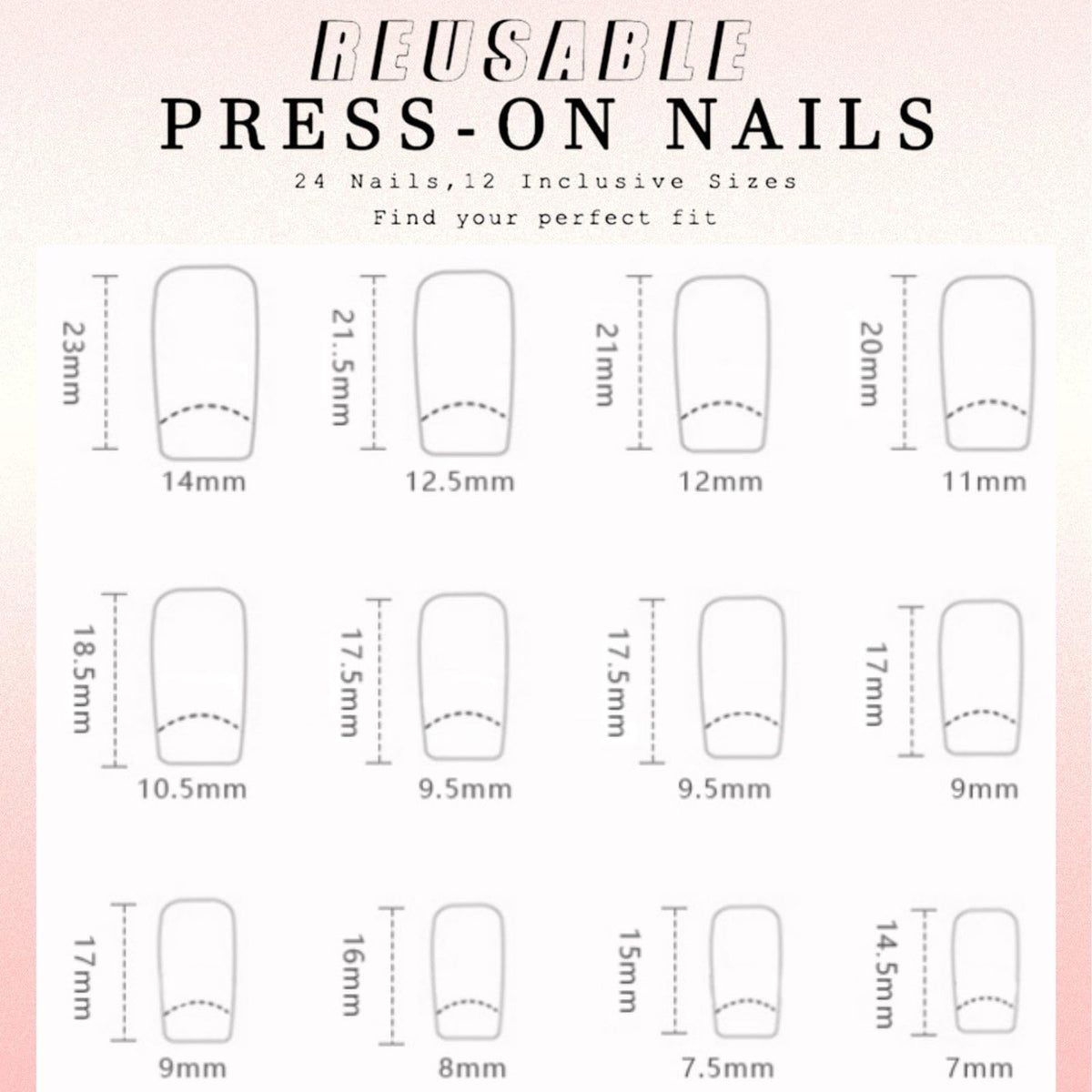 HERBINSOLS French Tip Nails - 24Pcs White French Tips Short Square False Nails - Full Cover Glue on Nails - Reusable - DIY Manicure at Home