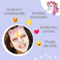 7th Heaven Unicorn Sheet Face Mask, Pack of 4 – Kid-Friendly Face Mask Sheets to Soothe and Nourish Skin (Ages 8+) – Acai & Pomegranate Face Masks Skincare Sheet