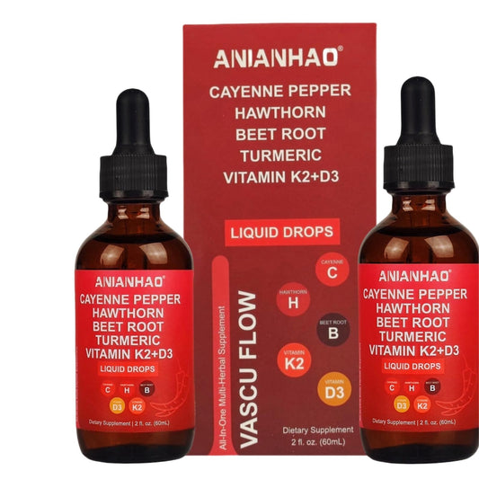 ANIANHAO Cayenne Pepper Drops, 120ml Gleame Cayenne Pepper Drops, Hawthorn Berry, Vitamin D3 K2 Beet Root Powder, Ceylon Cinnamon, Turmeric Curcumin, Organic Panax Ginseng, Berberine 2 Bottles
