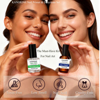 Kanorine Nail Primer & Nail Prep Dehydrate Set Gel Nail Polish Bonding Helper Dehydrator & Bond Primer, Nail Protein Bond, Superior Bonding Primer for Acrylic Powder 2X15ml/0.5oz