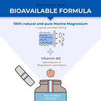 Laboratoires Nutrimea Marine Magnesium Supplement - with Vitamin B6-120 Capsules - GMO-Free - Gluten Free - Lactose Free - Easy to Swallow Capsules - French Expertise - Nutrimea